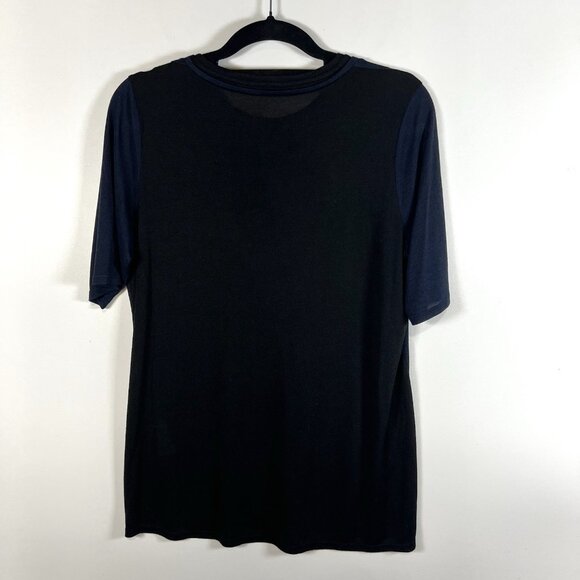 Vince stretch black navy blue V-neck Stretch tunic knit blouse Women’s size S - Picture 8 of 10